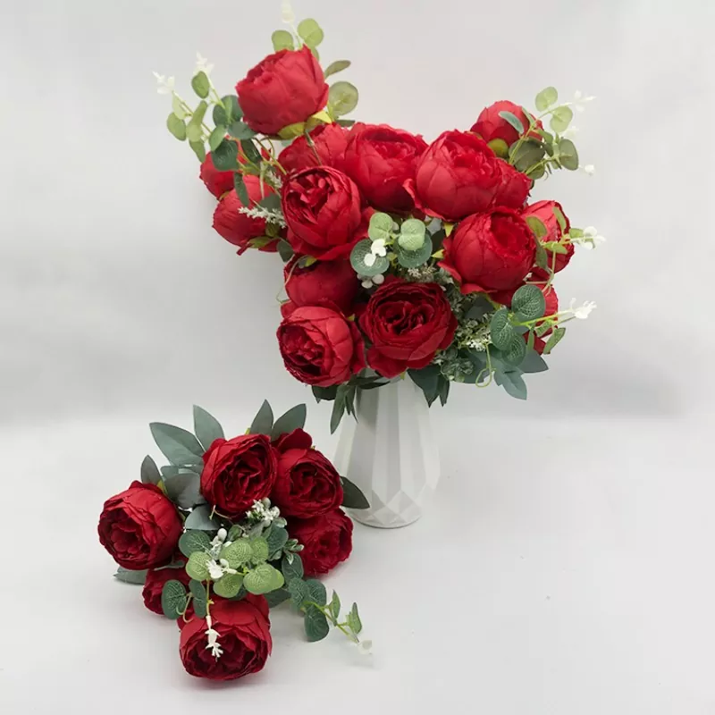 Hoa lụa Faux Peony Bouquet